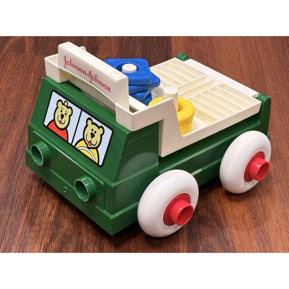 Vintage 1983 Johnson & Johnson Stack & Dump Truck w 8 Shapes Made In USA